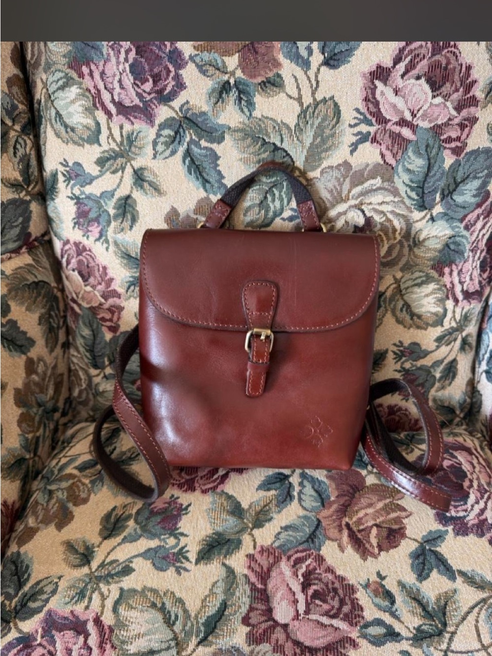 Patricia Nash Vatoni Small Convertible Leather Backpack in the British Tan COA